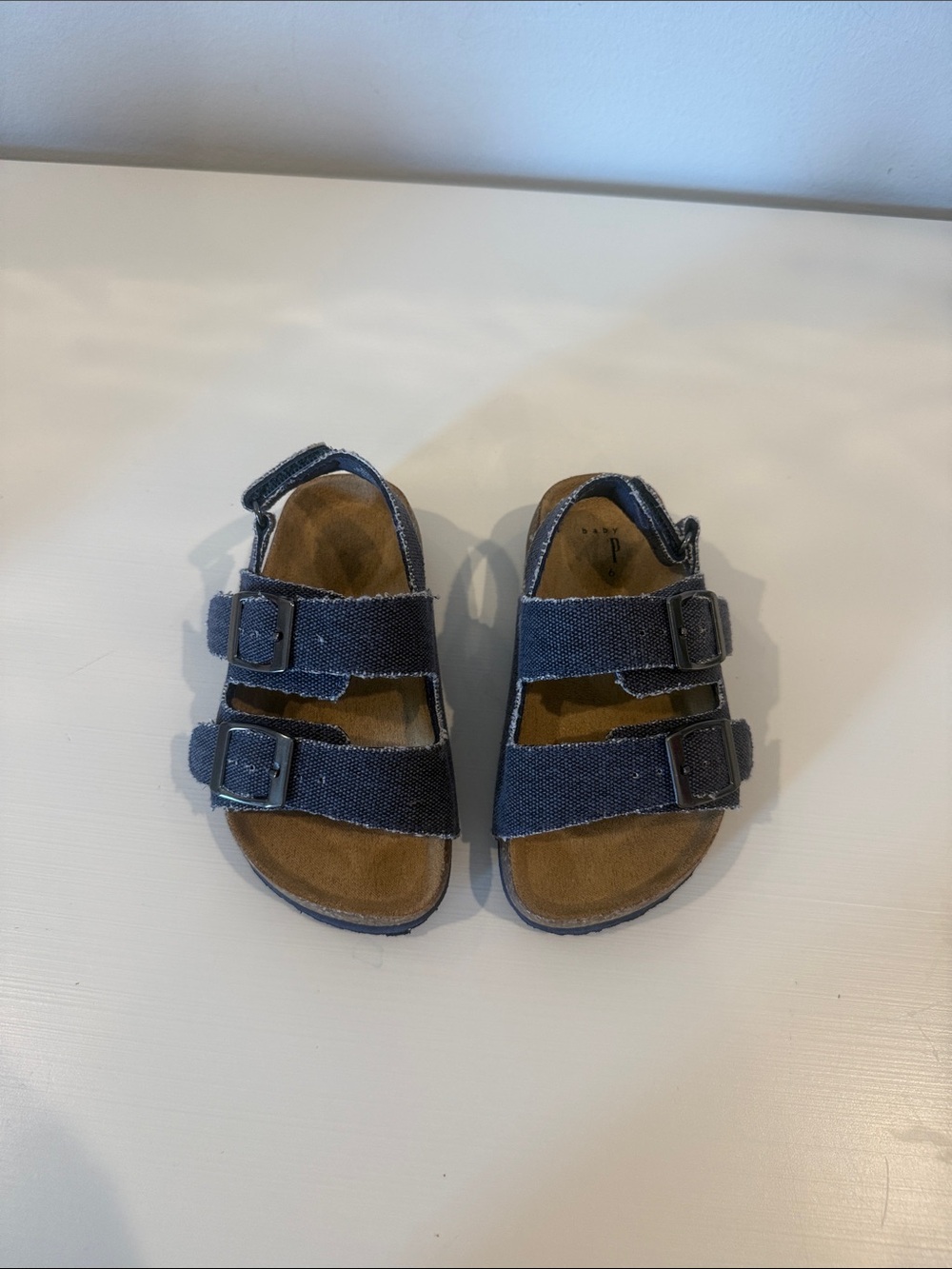 LIKE NEW GAP toddler boy Navy Double-Strap Denim Sandals- size 5/6